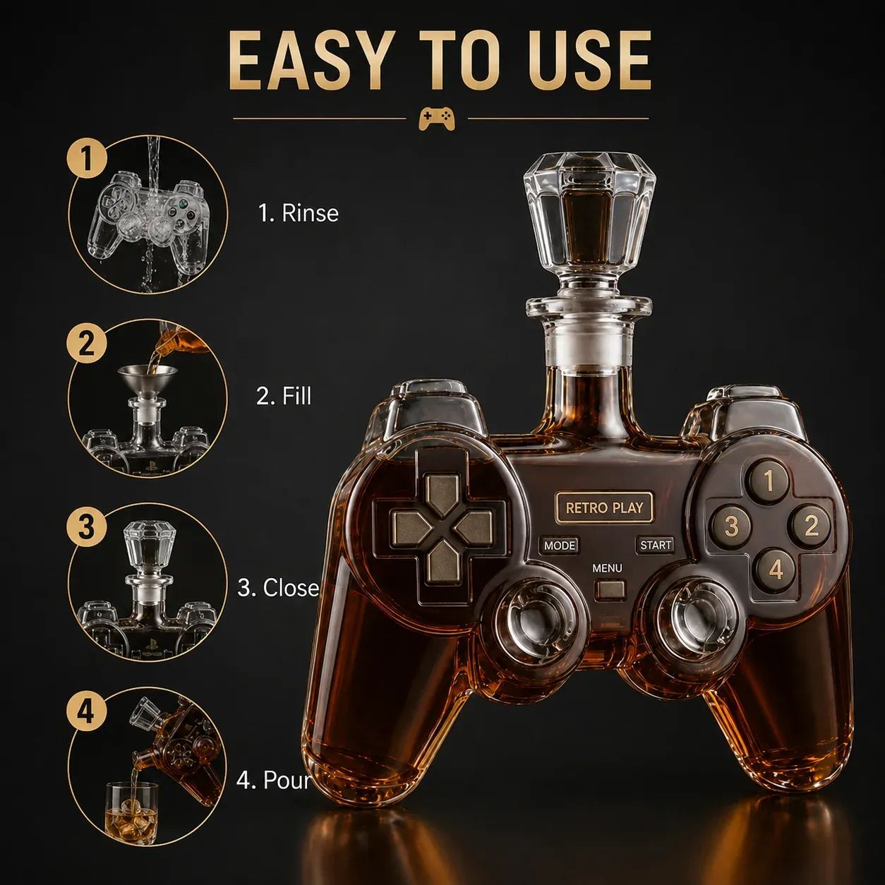 Retro Gaming Controller Whiskey Botlte