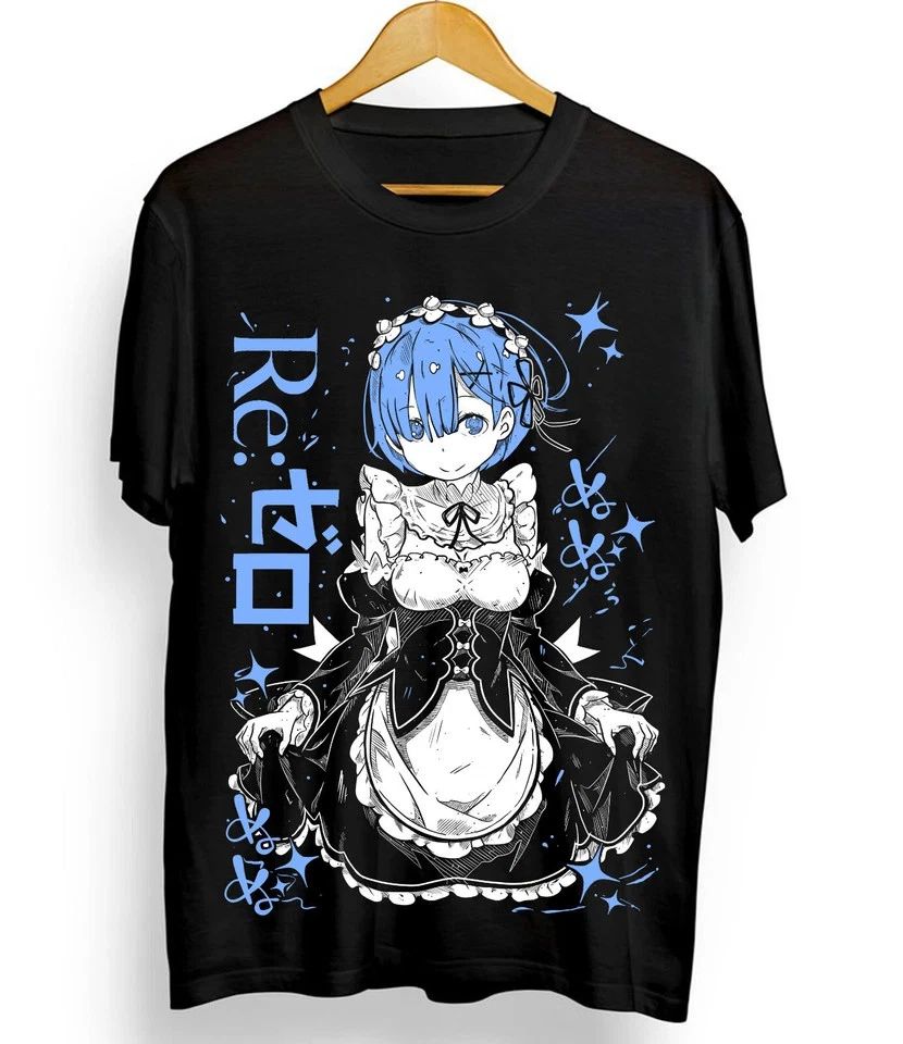 Rem Re Zero Re Zero Ram Subaru Japanese Black Tee Unisex T-shirt, Sweatshirt, Hoodie (1)