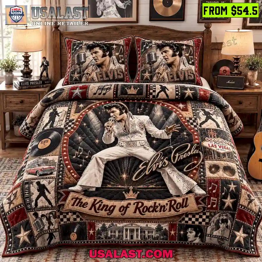 Elvis Presley King of Rock N Roll Quilt Bedding Set