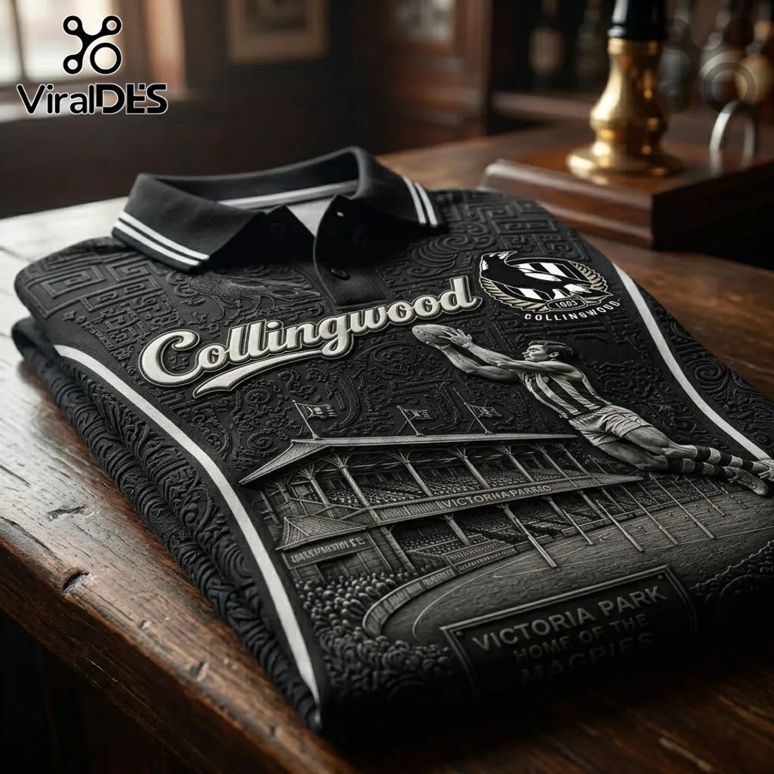 Collingwood FC Magpies Heritage Black Polo Shirt