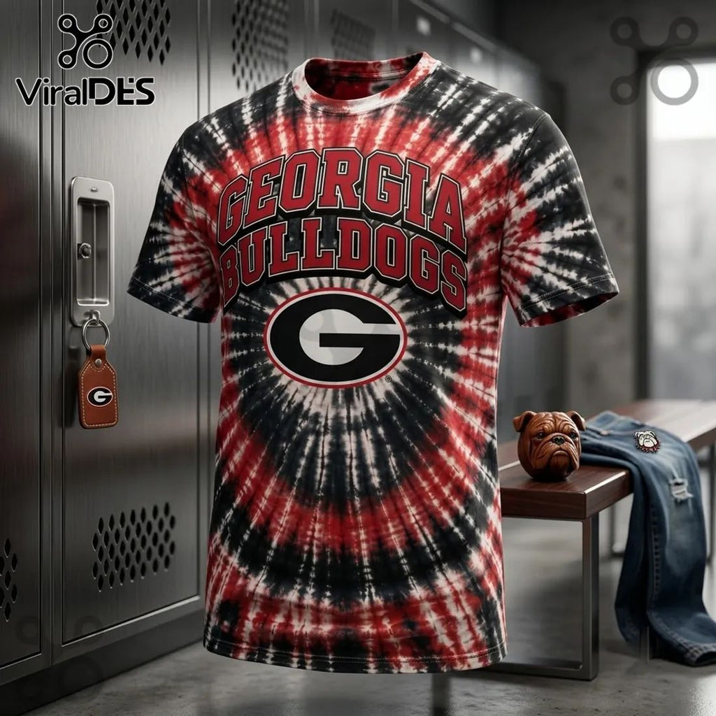Georgia Bulldogs NCAA Red and Black Tie Dye Shirt