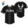 Men s Venom Horror Baseball Jersey: Black & White Design for a Striking Sports Look - Bafud